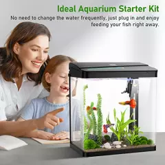 PONDON Fish Tank, 3 Gallon Glass Aquarium, 3 in 1 Fish Tank with Filter and Light, Desktop Small Fish Tank for Betta Fish, Shrimp, Goldfish