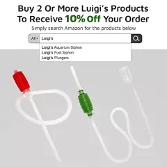 Luigi's Aquarium & Fish Tank Siphon and Gravel Cleaner - A Hand Fish Tank Cleaner Syphon Pump to Drain and Replace Your Water in Minutes!