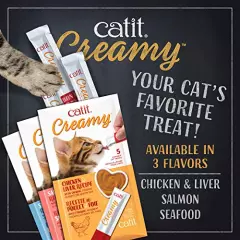 Catit Creamy Lickable Cat Treat, Healthy Cat Treat, Chicken & Liver, 30 Pack