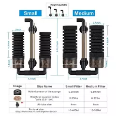 hygger Aquarium Double Sponge Filter, Comes with 2 Spare Sponges, 1 Bag of Bio Ceramic Media Balls, Quiet Submersible Foam Filter for Fresh Water and Salt-Water Fish Tank