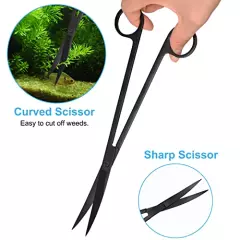 6 in 1 Aquarium Aquascape Tools Kit, Long Stainless Steel Aquatic Plant Tweezers Scissors Scrapers Set for Fish Tank Aquariums Tank Clean, Aquascaping Tools with PH Paper Fish Net Bag