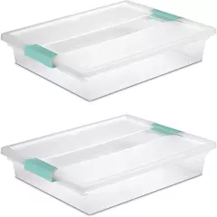 STERILITE 19638606 Large Clip Box, Clear with Blue Aquarium Latches 2 pieces (Large)