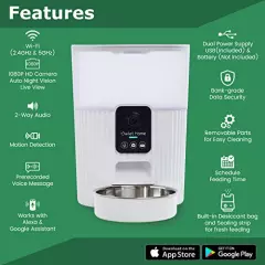 Owlet Home Smart Automatic Pet Feeder with 1080P HD Camera for Cats & Dogs (3.5L), WiFi, Live Video, Auto Night Vision, 2-Way Audio, Works with Alexa & Google Assistant, Motion Alert, No Monthly Fee