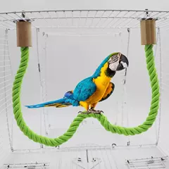 2 Pack Bird Hemp Rope Perch Swing, Bird Cage Stand Pole Accessories, Paw Grinding Standing Climbing Perch for Parrot, Parakeet, Budgies, Lovebirds