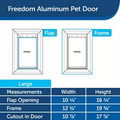 PetSafe Freedom Aluminum Pet Door for Dogs, Large, White, Tinted Vinyl Flap