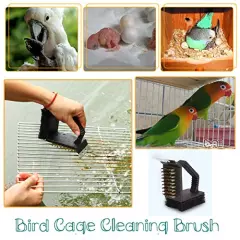 Bonaweite Bird Cage Cleaning Brush, Multi-Function Stainless Steel Triangle Birdcage Cleaner, Pet Supply Kennel Cage Accessory for Parrot Birds Dogs Cats …