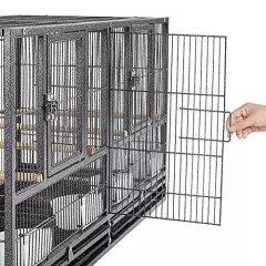 Yaheetech Stackable Bird Cage Divided Breeder Breeding Parakeet Bird Cage for Canaries Cockatiels Lovebirds Finches Budgies Small Parrots, Black