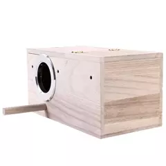 Hand Crafted Parakeet Nest Box; Budgie Bird House with Natural Coconut Fiber Nesting Material; Natural Wood Breeding Box for Cockatiel, Lovebirds, Parrotlets and Small to Medium Birds