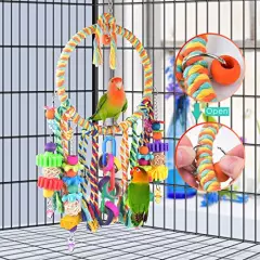 KATUMO Bird Toys, Bird Swing Toy Bird Perch with Colorful Chewing Toys, Suitable for Lovebirds, Finches, Parakeets, Budgerigars, Conure ect Small Birds