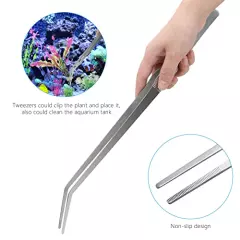 Liveek Aquarium Aquascape Tools Kit 15 in, 4in1 Anti-Rust Aquatic Plant Aquascaping Tool Stainless Steel Silver Tweezer Scissors Spatula for Aquarium Tank Clean