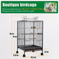 BestPet 35 inch 53 inch Wrought Iron Bird Cage with Play Open Top and Rolling Stand,Large Parrot Cage Bird Cages for Parakeets,Cockatiel, Canary, Finch, Lovebird, Parrotlet,Pigeons