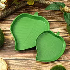 Boao 2 Pieces Leaf Reptile Food Water Bowl Plate Dish For Tortoise Corn Snake Crawl Pet Drinking And Eating, 2 Sizes