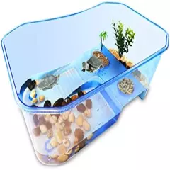 RYPET Turtle Tank Aquarium - Reptile Habitat, Turtle Habitat, Reptile Aquarium Tank For Crayfish Crab (Excluding Accessories) Blue