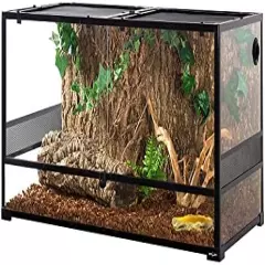 REPTI ZOO REPTIZOO Full Vision Glass Reptile Tank 120 Gallon, Tall & Wide Large Reptile Terrarium 48" X 24" X 24" With Sliding Door Top Screen Ventilation