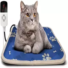 PETSOLE Pet Heating Pad – Electric Heating Pad For Cats And Dogs – Indoor Waterproof Animal Heated Bed Mat 18 X 18-inch – Adjustable Temperature And Constant Heating – Warm And Comfortable… Blue Paw