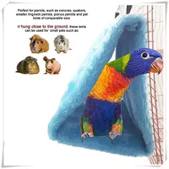 Magnoloran 2 Pack Warm Bird Nest House Bed Hanging Hammock Sleeping Bed Plush Hanging Snuggle Cave Happy Hut for Pet Parrot Parakeet Cockatiel Conure Cockatoo African Grey Macaw(Blue&Grey)