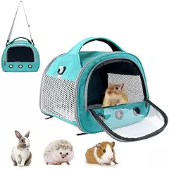 HOSUKKO Small Pet Carrier Bag With Mat Guinea Pig Travel Carrier With Strap Portable Breathable Rabbit Carrier Outdoor Pet Bag For Squirrel Bunny Hedgehog Guinea Pig Black