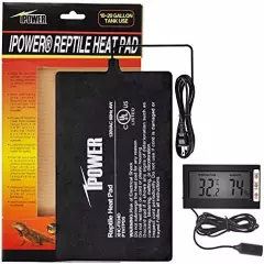 IPower Reptile Heat Mat 4W/8W/16W/24W Under Tank Heater Terrarium Heating Pad And Digital Hygrometer With Humidity Probe Or Digital Thermostat Controller For Amphibians And Reptiles Pet, Multi Sizes