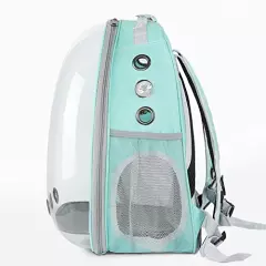 Green Bird Backpack Carrier with Portable Bird Feeder Cups, Pet Bubble Carrier for Pet Birds, Airline-Approved, Ventilate Transparent Space Capsule Carrier Backpack for Travel, Hiking and Outdoor Use