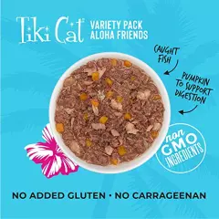 Tiki Cat Aloha Friends Grain Free Wet Cat Food for All Life Stages - Seafood with Pumpkin Recipes 3 oz. Cans (Pack of 12)