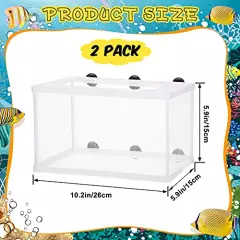 2 Pieces Fish Tank Breeder Net Big Breeding Fish Netting Fish Hatchery Breeder Box Separation Net Plastic Frame Breeder Box Fry Hatchery Incubator Mesh Fish Breeding Box with Suction Cup for Aquarium