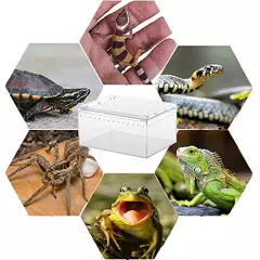 Naysku Reptile Breeding Box, Transparent Reptile Breeding Container, Acrylic Reptile Cage, Sliding Cover Type Feeding Box, Reptile Breeding Tank Habitat Box for Small Animals