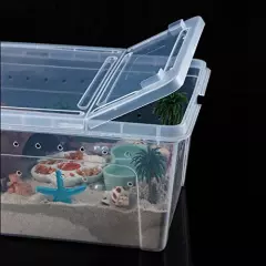 8 Pcs Reptile Feeding Box Snake Plastic Transparent Breeding Box for Bearded Gecko Dragon Lizard Spider Frog Scorpion (2 Pcs Large Size, 6 Pcs Small Size)