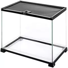 REPTI ZOO Full Glass 15 Gallon Reptile Tank, Medium Reptile Terrarium For Gecko Hermit Crab Small Animal Pets , Top Screen Ventilation