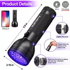 UV Flashlight Black Light, Vansky 51 LED Blacklight Pet Urine Detector for Dog/Cat Urine, Dry Stains, Bed Bug, Matching with Pet Odor Eliminator