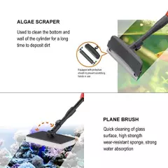 UPETTOOLS Aquarium Cleaning Tool 6 in 1 Fish Tank Cleaning Kit Algae Scraper Scrubber Pad Adjustable Long Handle Fish Tank Brush Cleaner Set (6 in 1 Cleaning Kit) (6 in 1 Cleaning Tools)