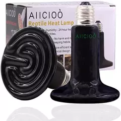 AIICIOO Reptile Heat Lamp Bulb -60W Ceramic Heat Emitter No Harm No Light Infrared Heater Lamp For Chicken Coop Lizard Aquarium Snake Outside Dogs Brooder 110V,White