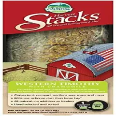 Oxbow Animal Health Harvest Hay Stacks - Western Timothy Hay - All Natural Hay For Small Pets - 35 Oz.