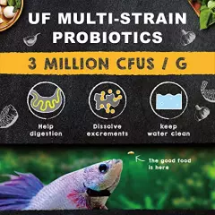 Ultra Fresh Betta Fish Food, Betta Pro Shrimp Patties, 50% Sword Prawns + Akiami Paste Shrimps, All Natural Protein, Rich in Calcium, for Betta's Healthy Development and Cleaner Water