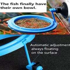 Fish Feeding Ring, Fish Safe Floating Food Feeder Circle Blue, with Suction Cup Easy to Install Aquarium, Square and Round Shape Fish Tank Towels - for Guppy, Betta, Goldfish, Etc