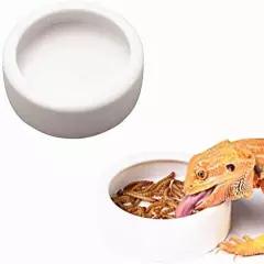 DoubleWood 2PCS Terrarium Bowls Reptile Food Bowl Worm Dish Mini Reptile Food Ceramics Water Bowl For Lizard Anoles Bearded Dragons Crested Gecko Hermit Crabs Triangular