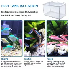 2 Pack Aquarium Fish Breeder Box, Fish Isolation Box, Hatching Box, Juvenile Fish Spawning Incubator, Water Isolation Net Hatchery with Incubator Mesh and 10 Suction Cup(Small Size,Big Size)