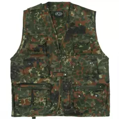 Military Multi Pocket Fishing Shooting Vest Hunting Waistcoat BW Flecktarn S-3XL