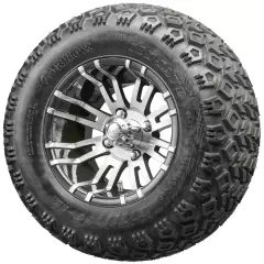 12" RHOX RX270 Machined Golf Cart Wheels and All Terrain Tires Combo Set of 4