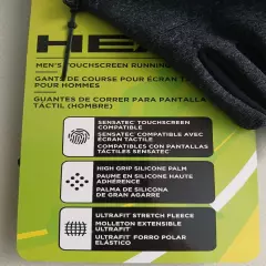 HEAD MEN'S TOUCHSCREEN RUNNING GLOVES GRAY / BLACK Sz Large NEW!