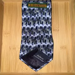 J Garcia Bathers Collection 15 Blue Abstract Silk Tie - 58L 4.0W