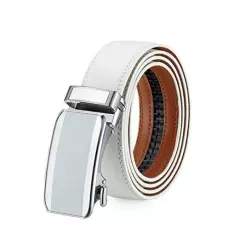 Men's Real Leather Ratchet Dress Belt - Adjustable from 20" to 44" waist White