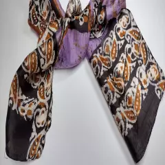 Lavender Silk Scarf Paisley Tribal Sun Vintage INDIA RICH LOOKING & BOHEMIAN 70s