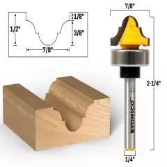 3/16" Radius Double Roman Ogee Groove Router Bit - 1/4" Shank - Yonico 13021qt