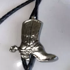 Bolo Tie Cowboy Boot Silver Tone