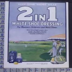 1919 WOMAN GOLF SPORT SHOE DRESSING COUNTRY COURSE GAME VINTAGE ART AD BW23