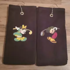 Mickey Mouse & Minnie Mouse Golfing Trifolded Golf Towel Set 16x26 Black 