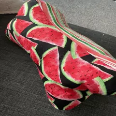 3 Sided Neck Pillow, Handmade, Dog Bone Shaped, WASHABLE -watermelon