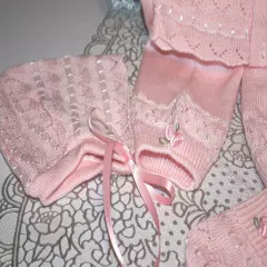 NICE Fine Delicate Knit Baby Doll Outfit Pink For Reborn or Newborn Infant Baby