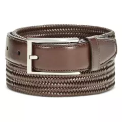 Ryan Seacrest Mens Stretch Braided Belt, Brown, 32