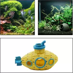 Little Cute Retro Submarine Aquarium Decoration,Cave Landscaping Ornament 